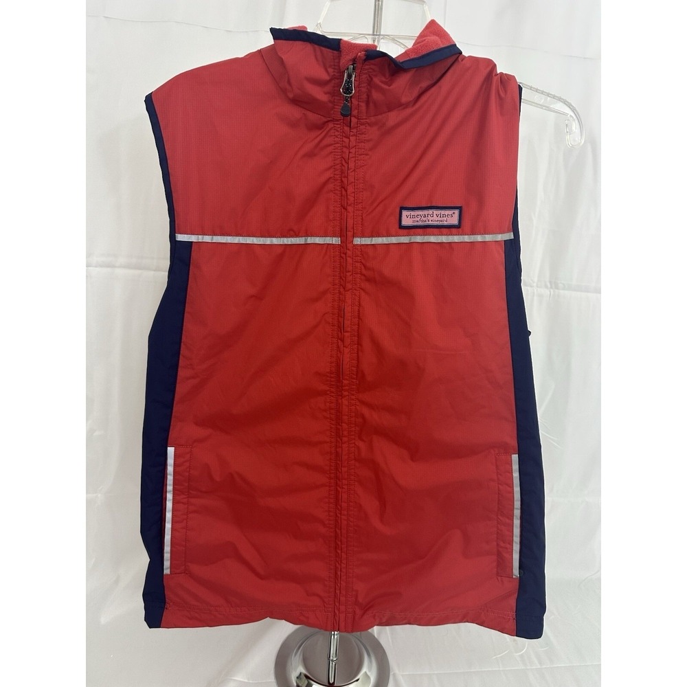 Vineyard Vines Mens Small Red Navy Blue Fleece Lined Performance Vest Reflective